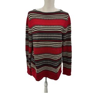 Lauren Ralph Lauren Japan Striped Boat Neck Sweater Womens Medium Heavy Cotton